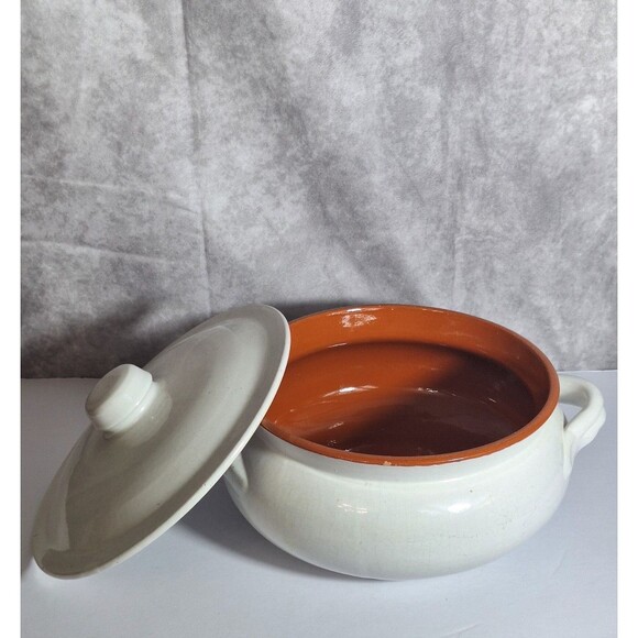 Terrecotte Lotti Handmade In Italy Terracotta Serving Bowl with Lid White EUC - Picture 1 of 10